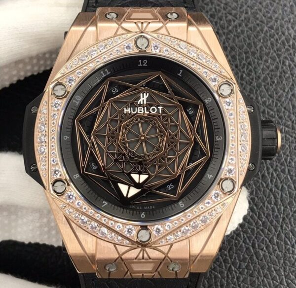 Hublot Big Bang Copy Gold Case Diamonds Watch WWF Factory