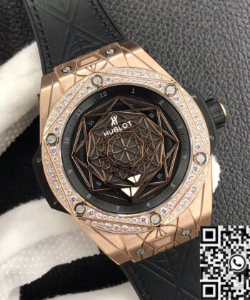 Hublot Big Bang Copy Gold Case Diamonds Watch WWF Factory