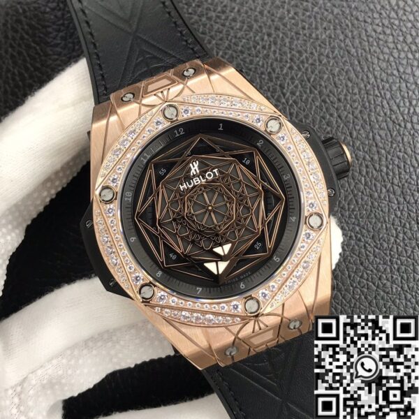 Hublot Big Bang Copy Gold Case Diamonds Watch WWF Factory