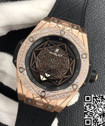Hublot Big Bang Copy Gold Case Diamonds Watch WWF Factory