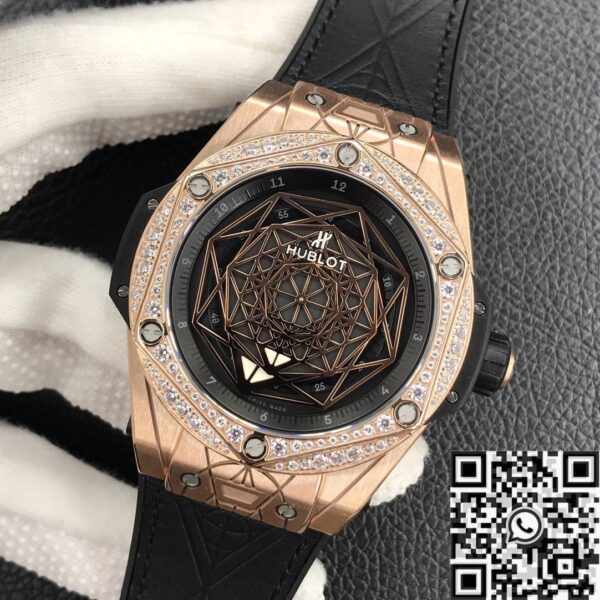 Hublot Big Bang Copy Gold Case Diamonds Watch WWF Factory