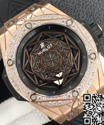 Hublot Big Bang Copy Gold Case Diamonds Watch WWF Factory
