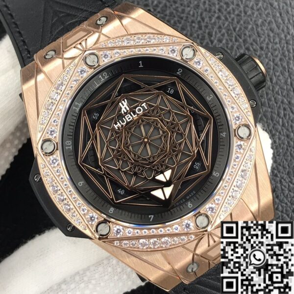 Hublot Big Bang Copy Gold Case Diamonds Watch WWF Factory