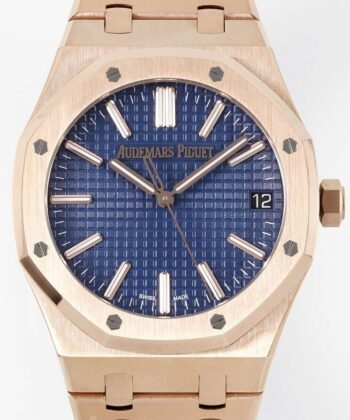 Audemars Piguet Royal Oak Replica Watch Rose Gold Blue Dial