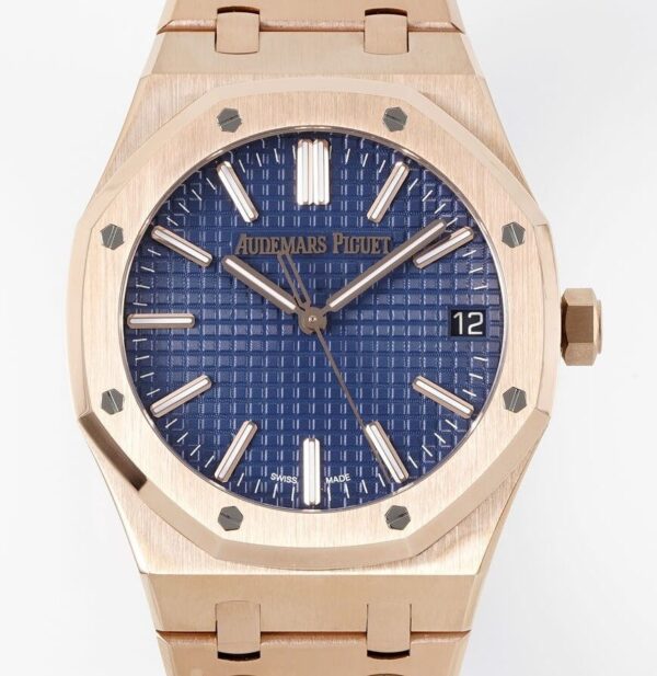 Audemars Piguet Royal Oak Replica Watch Rose Gold Blue Dial