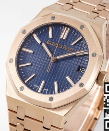 Audemars Piguet Royal Oak Replica Watch Rose Gold Blue Dial
