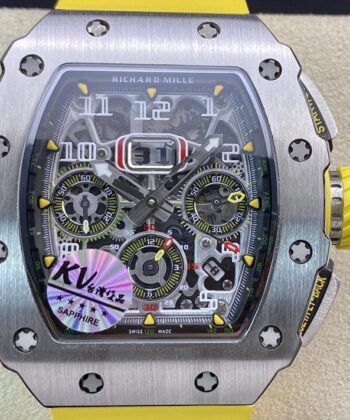 Richard Mille RM011-03 Titanium Shell Yellow Rubber Strap Watch