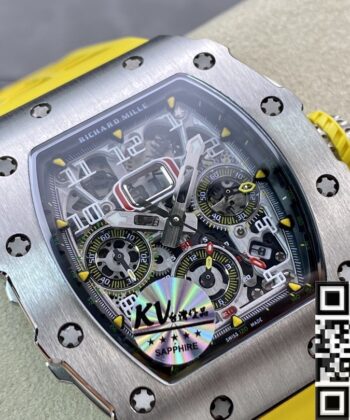 Richard Mille RM011-03 Titanium Shell Yellow Rubber Strap Watch