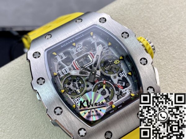 Richard Mille RM011-03 Titanium Shell Yellow Rubber Strap Watch