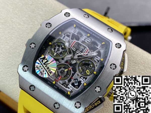 Richard Mille RM011-03 Titanium Shell Yellow Rubber Strap Watch