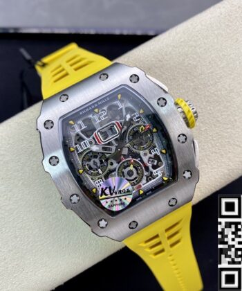 Richard Mille RM011-03 Titanium Shell Yellow Rubber Strap Watch