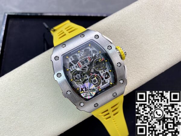 Richard Mille RM011-03 Titanium Shell Yellow Rubber Strap Watch