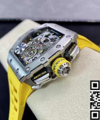 Richard Mille RM011-03 Titanium Shell Yellow Rubber Strap Watch
