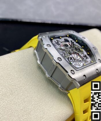 Richard Mille RM011-03 Titanium Shell Yellow Rubber Strap Watch