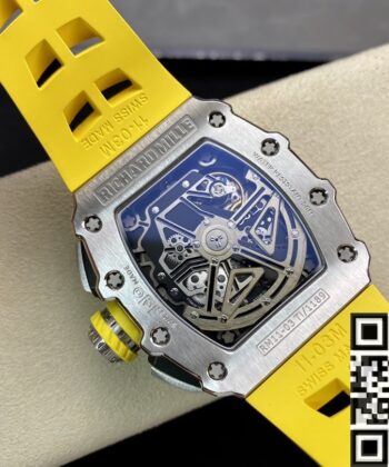 Richard Mille RM011-03 Titanium Shell Yellow Rubber Strap Watch