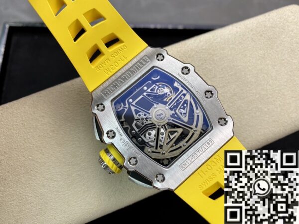 Richard Mille RM011-03 Titanium Shell Yellow Rubber Strap Watch