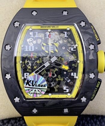 Richard Mille RM 011 Felipe Massa Yellow Rubber Strap Watch KV