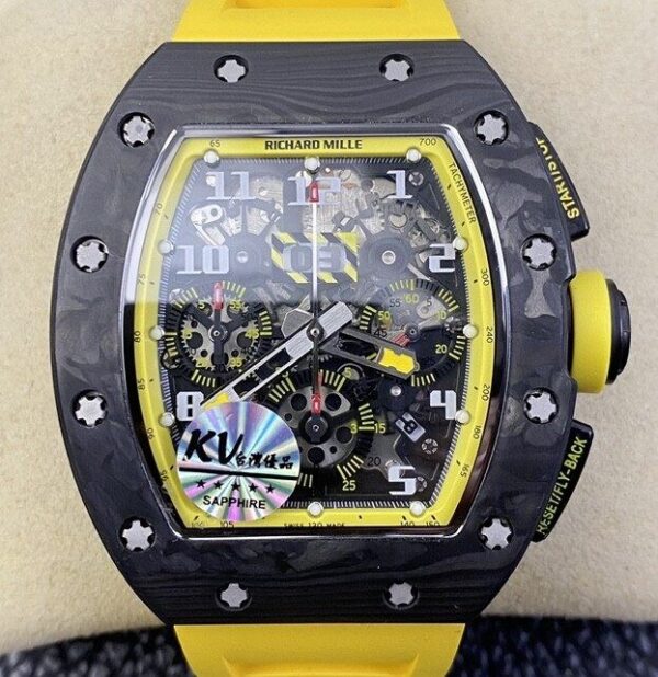 Richard Mille RM 011 Felipe Massa Yellow Rubber Strap Watch KV