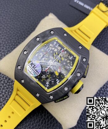 Richard Mille RM 011 Felipe Massa Yellow Rubber Strap Watch KV