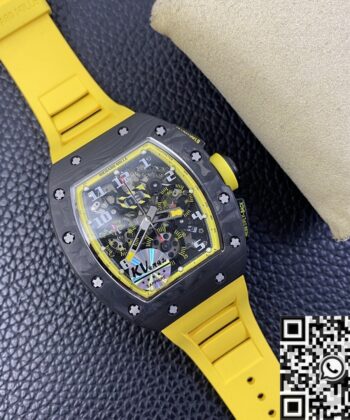 Richard Mille RM 011 Felipe Massa Yellow Rubber Strap Watch KV