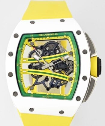 Richard Mille RM061 Watches White Ceramics Yellow Strap ZF