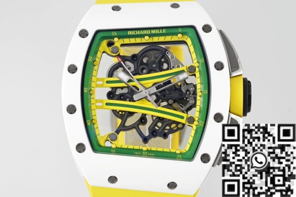 Richard Mille RM061 Watches White Ceramics Yellow Strap ZF