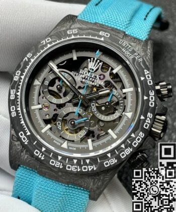 Custom Rolex Daytona DIW Carbon Fiber Case Light Blue Watch