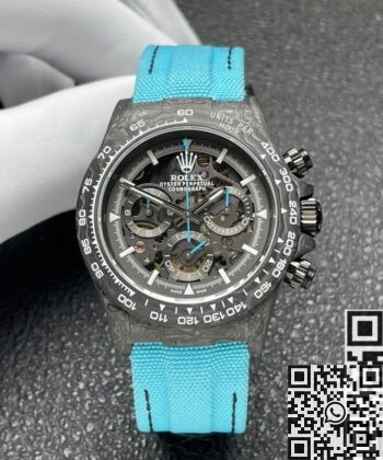 Custom Rolex Daytona DIW Carbon Fiber Case Light Blue Watch