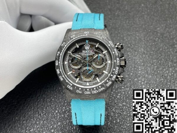 Custom Rolex Daytona DIW Carbon Fiber Case Light Blue Watch