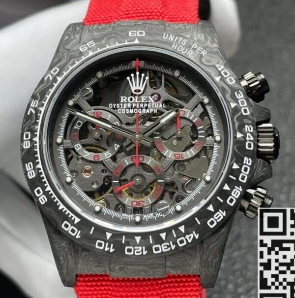 DIW Custom Rolex Watch Daytona Carbon Fiber Case Red