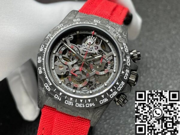 DIW Custom Rolex Watch Daytona Carbon Fiber Case Red