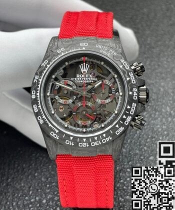 DIW Custom Rolex Watch Daytona Carbon Fiber Case Red