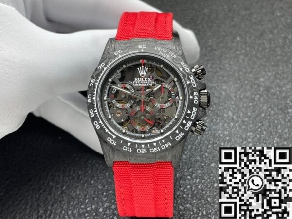 DIW Custom Rolex Watch Daytona Carbon Fiber Case Red