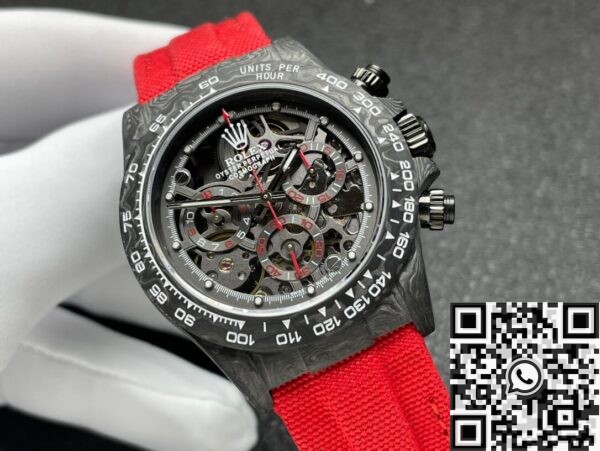DIW Custom Rolex Watch Daytona Carbon Fiber Case Red