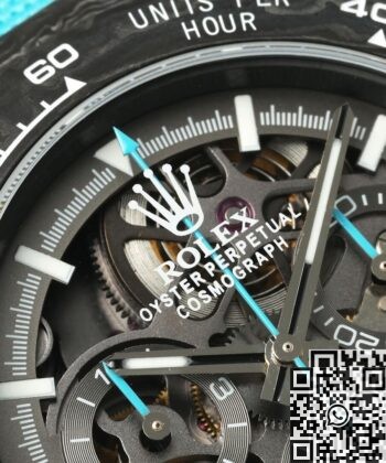 DIW Custom Rolex Hollow Daytona Black Dial Blue Strap Watch