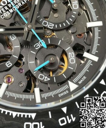 DIW Custom Rolex Hollow Daytona Black Dial Blue Strap Watch