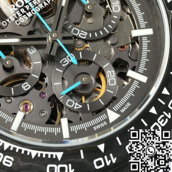 DIW Custom Rolex Hollow Daytona Black Dial Blue Strap Watch