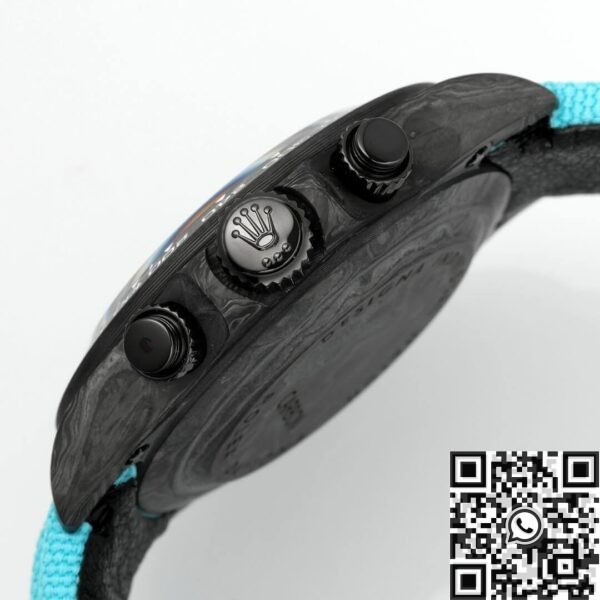 DIW Custom Rolex Hollow Daytona Black Dial Blue Strap Watch