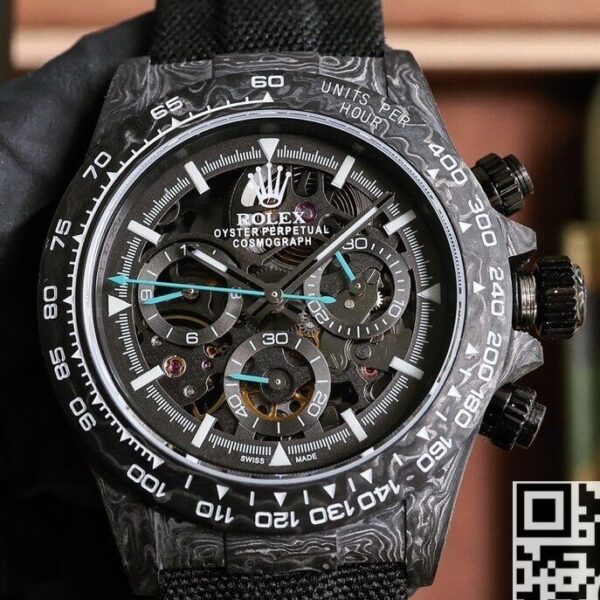 Custom Rolex Hollow Daytona DIW Black Dial Watch