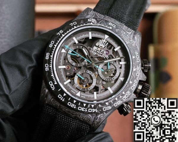 Custom Rolex Hollow Daytona DIW Black Dial Watch