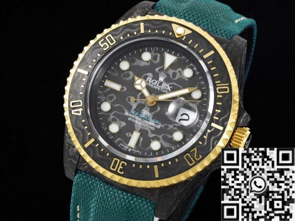 DIW Custom Sea-Dweller Rolex Carbon Fiber Case Gold Bezel