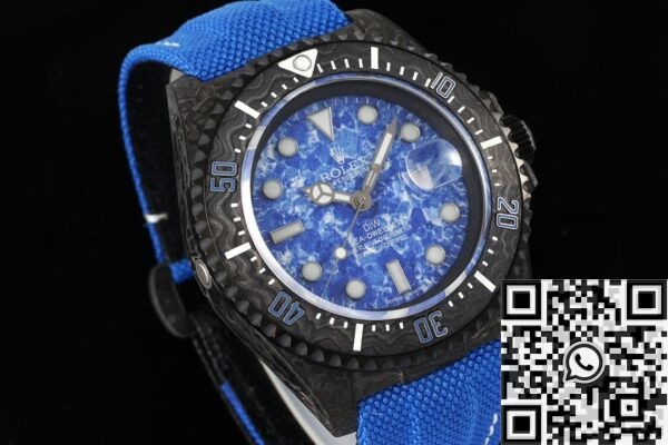 Sea Dweller Rolex Blue DIW Custom Carbon Fiber Case Watch