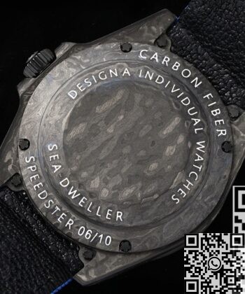 Sea Dweller Rolex Blue DIW Custom Carbon Fiber Case Watch
