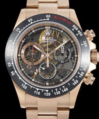 Custom Rolex Daytona Fake Artisans de Genève Rose Gold Black