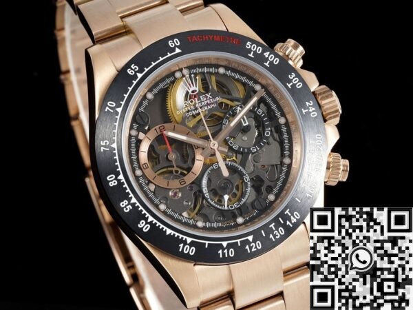 Custom Rolex Daytona Fake Artisans de Genève Rose Gold Black
