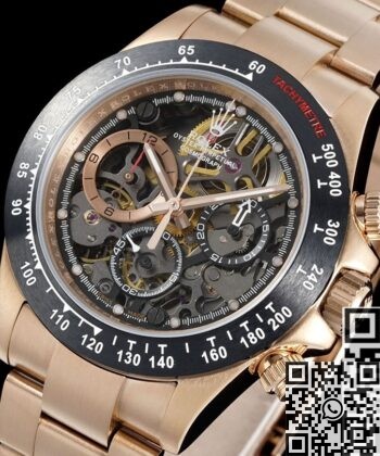 Custom Rolex Daytona Fake Artisans de Genève Rose Gold Black