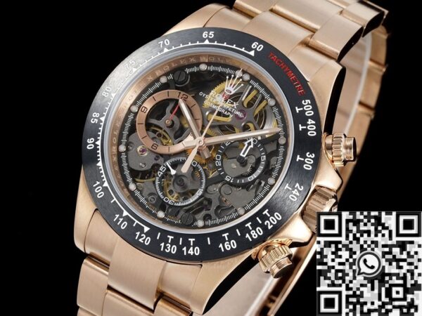 Custom Rolex Daytona Fake Artisans de Genève Rose Gold Black