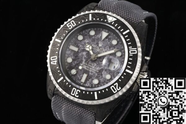 Sea Dweller Rolex Black​ DIW Custom Carbon Fiber Case Watch