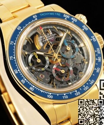 Blue Face Daytona Rolex Artisans de Genève Golden Hollowing