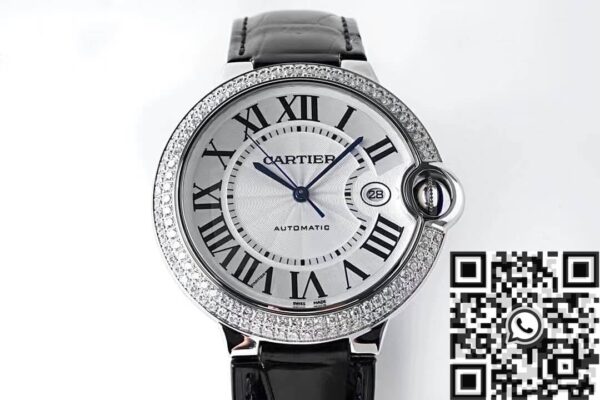 Cartier Ballon Bleu 42MM Diamond Silver Dial Watch AF Factory